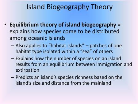 Island Biogeography Theory