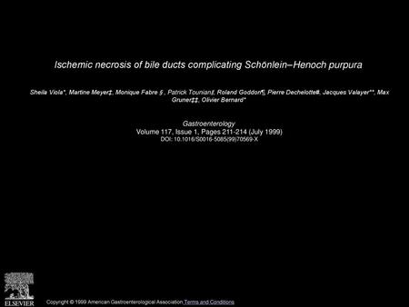 Ischemic necrosis of bile ducts complicating Schönlein–Henoch purpura