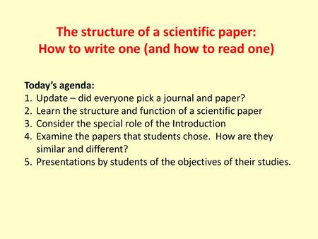 The structure of a scientific paper: