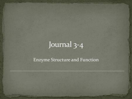 Enzyme Structure and Function