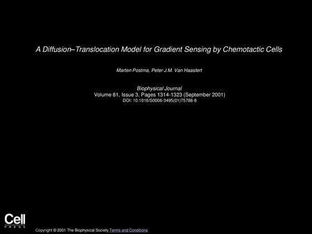 Marten Postma, Peter J.M. Van Haastert  Biophysical Journal 