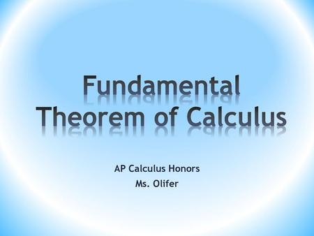 Fundamental Theorem of Calculus