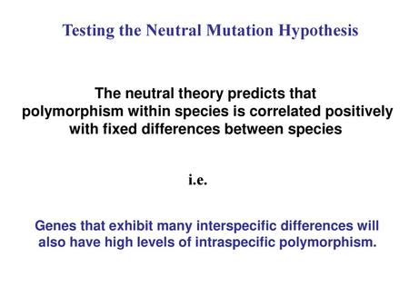 Testing the Neutral Mutation Hypothesis