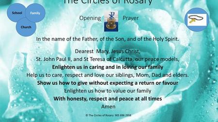 The Circles of Rosary Opening Prayer