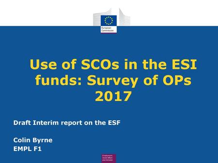 Use of SCOs in the ESI funds: Survey of OPs 2017