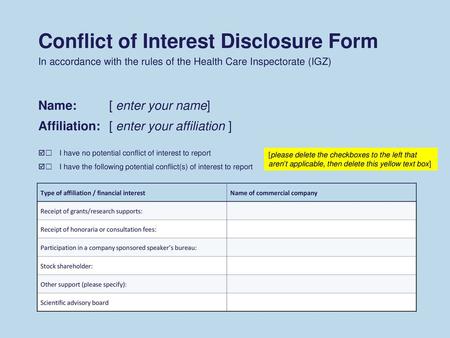 Conflict of Interest Disclosure Form