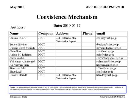 Coexistence Mechanism