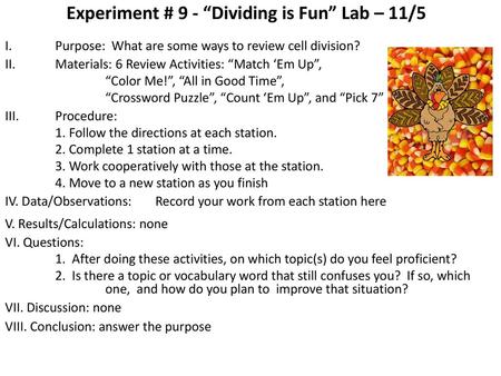 Experiment # 9 - “Dividing is Fun” Lab – 11/5