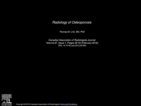 Radiology of Osteoporosis