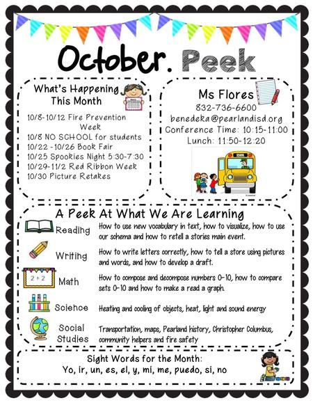 October. Peek Ms Flores A Peek At What We Are Learning