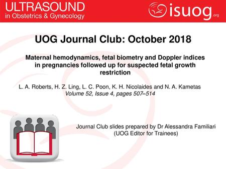 UOG Journal Club: October 2018