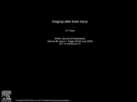 Imaging after brain injury