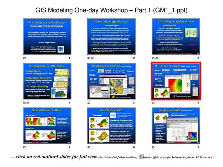 GIS Modeling One-day Workshop – Part 1 (GM1_1.ppt)