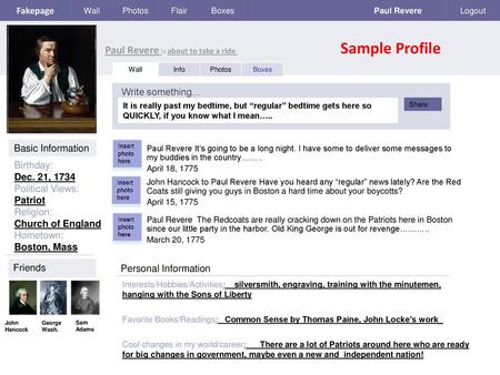 Paul Revere is about to take a ride Sample Profile