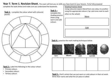 Year 7. Term 1. Revision Sheet