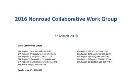 2016 Nonroad Collaborative Work Group