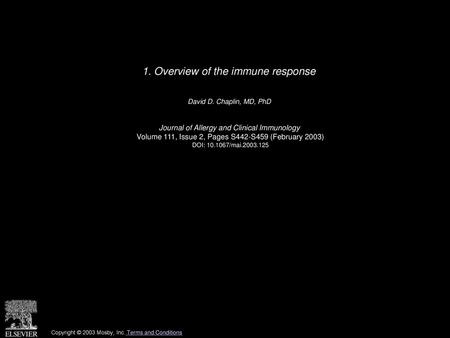 1. Overview of the immune response