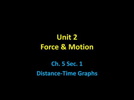 Ch. 5 Sec. 1 Distance-Time Graphs