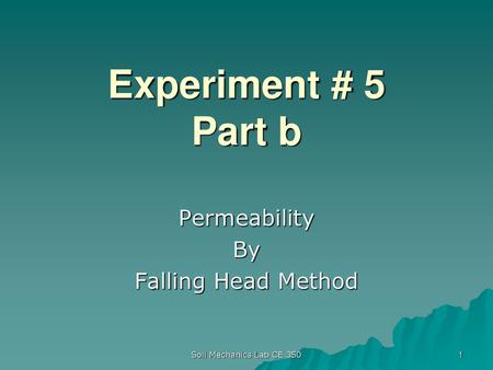 Permeability By Falling Head Method