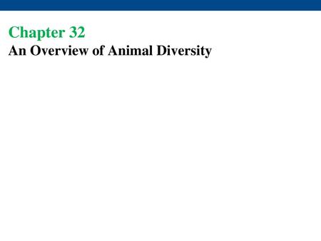 Chapter 32 An Overview of Animal Diversity