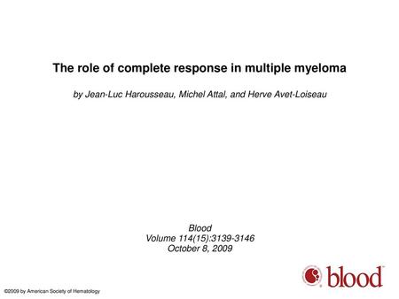 The role of complete response in multiple myeloma