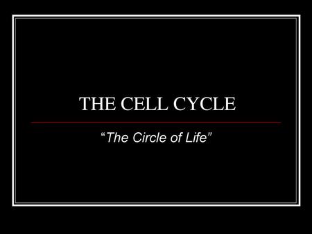 THE CELL CYCLE “The Circle of Life”.