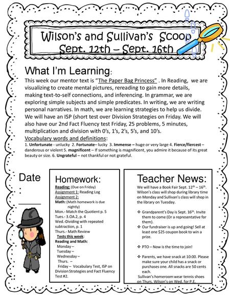 Wilson’s and Sullivan’s Scoop Sept. 12th – Sept. 16th