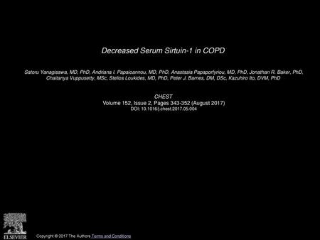 Decreased Serum Sirtuin-1 in COPD