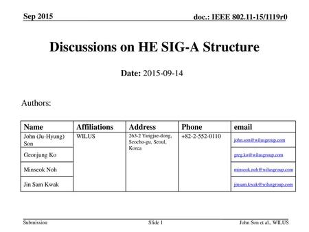 Discussions on HE SIG-A Structure