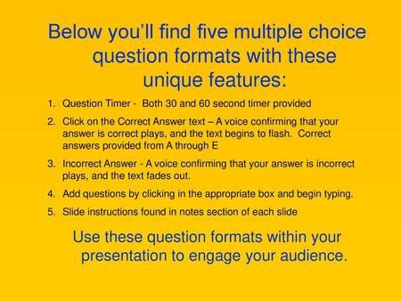 Question Timer -  Both 30 and 60 second timer provided