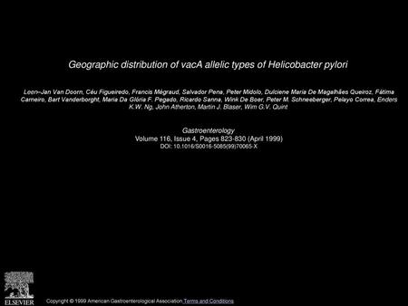 Geographic distribution of vacA allelic types of Helicobacter pylori