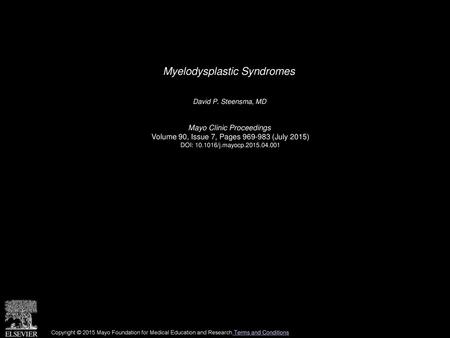 Myelodysplastic Syndromes