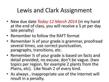 Lewis and Clark Assignment