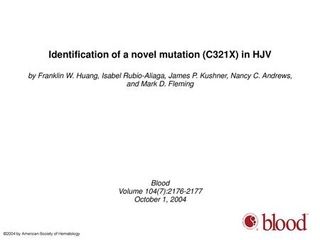 Identification of a novel mutation (C321X) in HJV