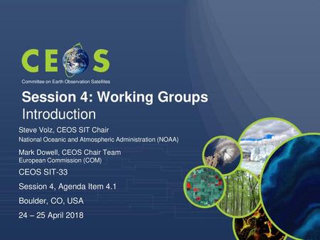 Session 4: Working Groups Introduction