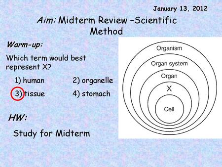 Aim: Midterm Review –Scientific Method