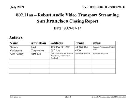 September 2008 doc.: IEEE /1003r0 July 2009