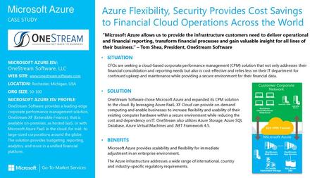 Azure Flexibility, Security Provides Cost Savings to Financial Cloud Operations Across the World “Microsoft Azure allows us to provide the infrastructure.