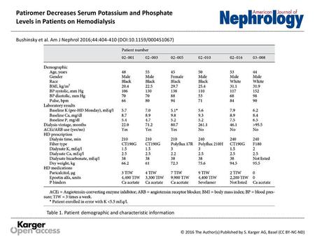 Bushinsky et al. Am J Nephrol 2016;44: (DOI: / )