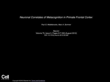 Neuronal Correlates of Metacognition in Primate Frontal Cortex