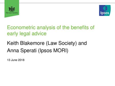 Econometric analysis of the benefits of early legal advice