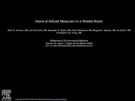 Ataxia at Altitude Measured on a Wobble Board