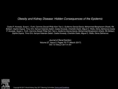 Obesity and Kidney Disease: Hidden Consequences of the Epidemic