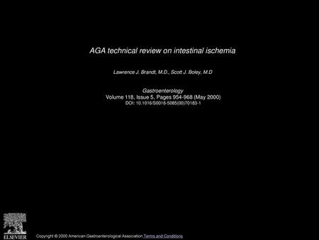 AGA technical review on intestinal ischemia