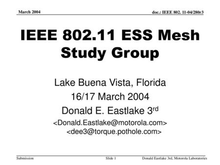 IEEE ESS Mesh Study Group