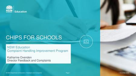 CHIPS for schools NSW Education Complaint Handling Improvement Program