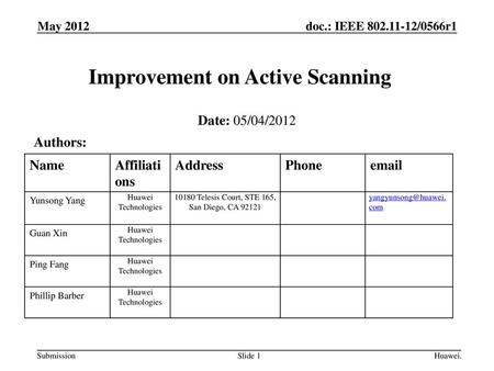 Improvement on Active Scanning