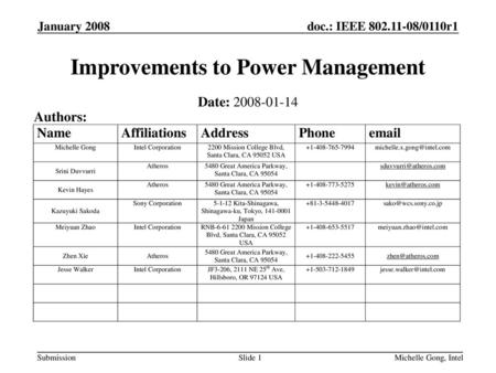 Improvements to Power Management