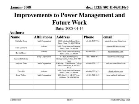 Improvements to Power Management and Future Work