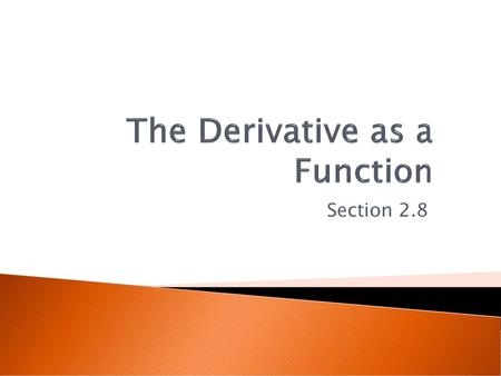 The Derivative as a Function